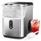 Nugget Ice Maker Countertop, Portable Ice Maker Machine with Self-Cleaning Function, 35Lbs/Day, Soft Chewable Pellet Ice, Silver