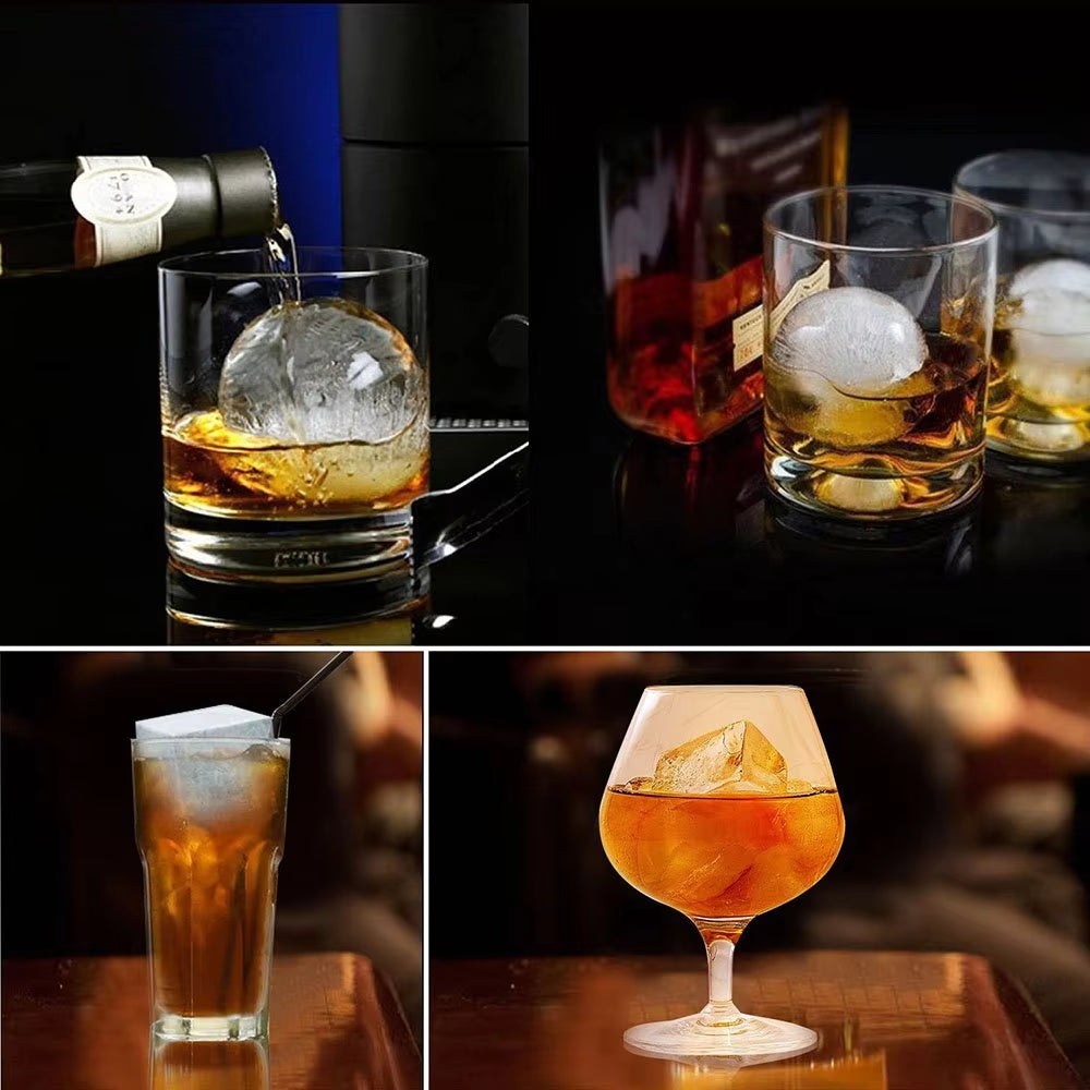6 Grid round Square Ice Cube Ball Large Ice Cube Maker for Whiskey Cocktails and Homemade Keep Drinks Chilled Ice Mold