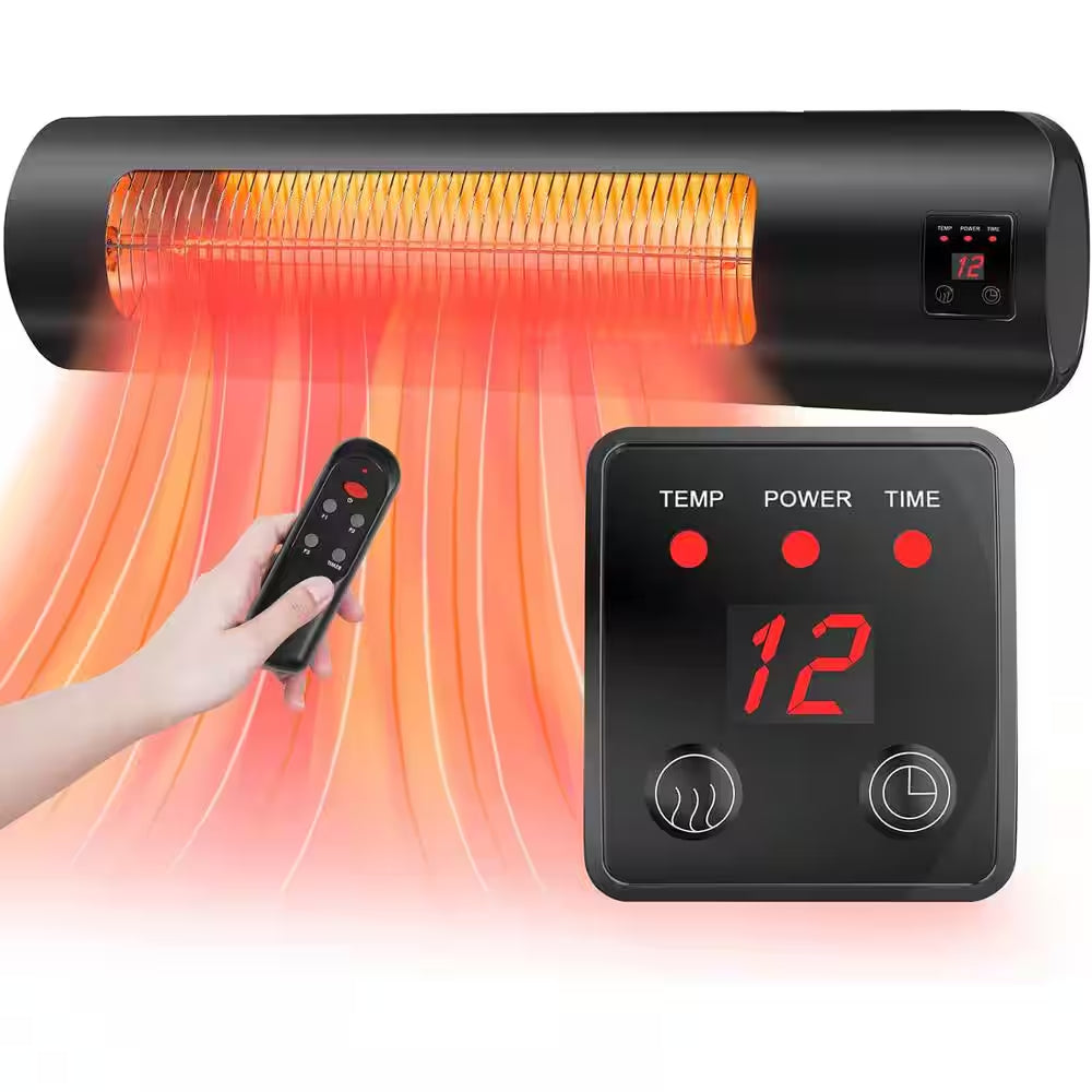 21.5 In. 1500-Watt Patio Wall Mounted Outdoor Heater, Thermostat, Overheat Protection, ETL, IP65 Waterproof, R/С, Black
