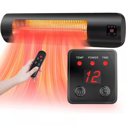 21.5 In. 1500-Watt Patio Wall Mounted Outdoor Heater, Thermostat, Overheat Protection, ETL, IP65 Waterproof, R/С, Black