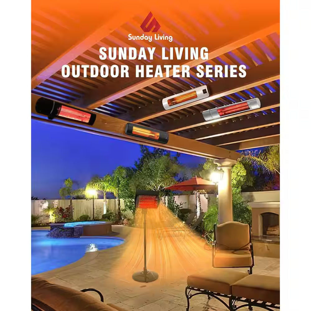 21.5 In. 1500-Watt Patio Wall Mounted Outdoor Heater, Thermostat, Overheat Protection, ETL, IP65 Waterproof, R/С, Black