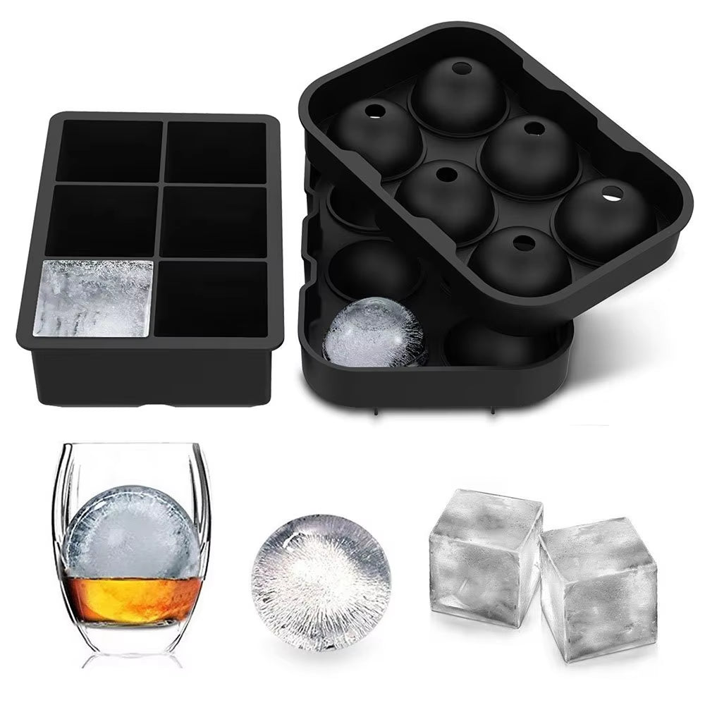 6 Grid round Square Ice Cube Ball Large Ice Cube Maker for Whiskey Cocktails and Homemade Keep Drinks Chilled Ice Mold