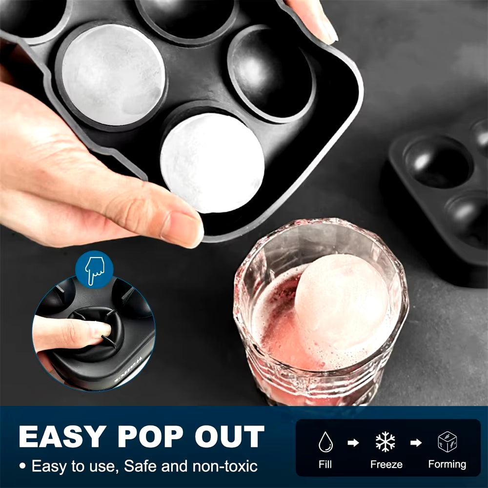 6 Grid round Square Ice Cube Ball Large Ice Cube Maker for Whiskey Cocktails and Homemade Keep Drinks Chilled Ice Mold