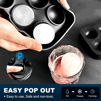 6 Grid round Square Ice Cube Ball Large Ice Cube Maker for Whiskey Cocktails and Homemade Keep Drinks Chilled Ice Mold