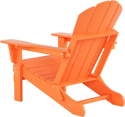 WO Outdoor Adirondack Folding Chair 4 PC Set Loungers Traditional Retro Furniture Aesthetic for Beach, Balcony, Home, Backyard, Lawn, Patio, Pool, Deck, Garden (Orange)