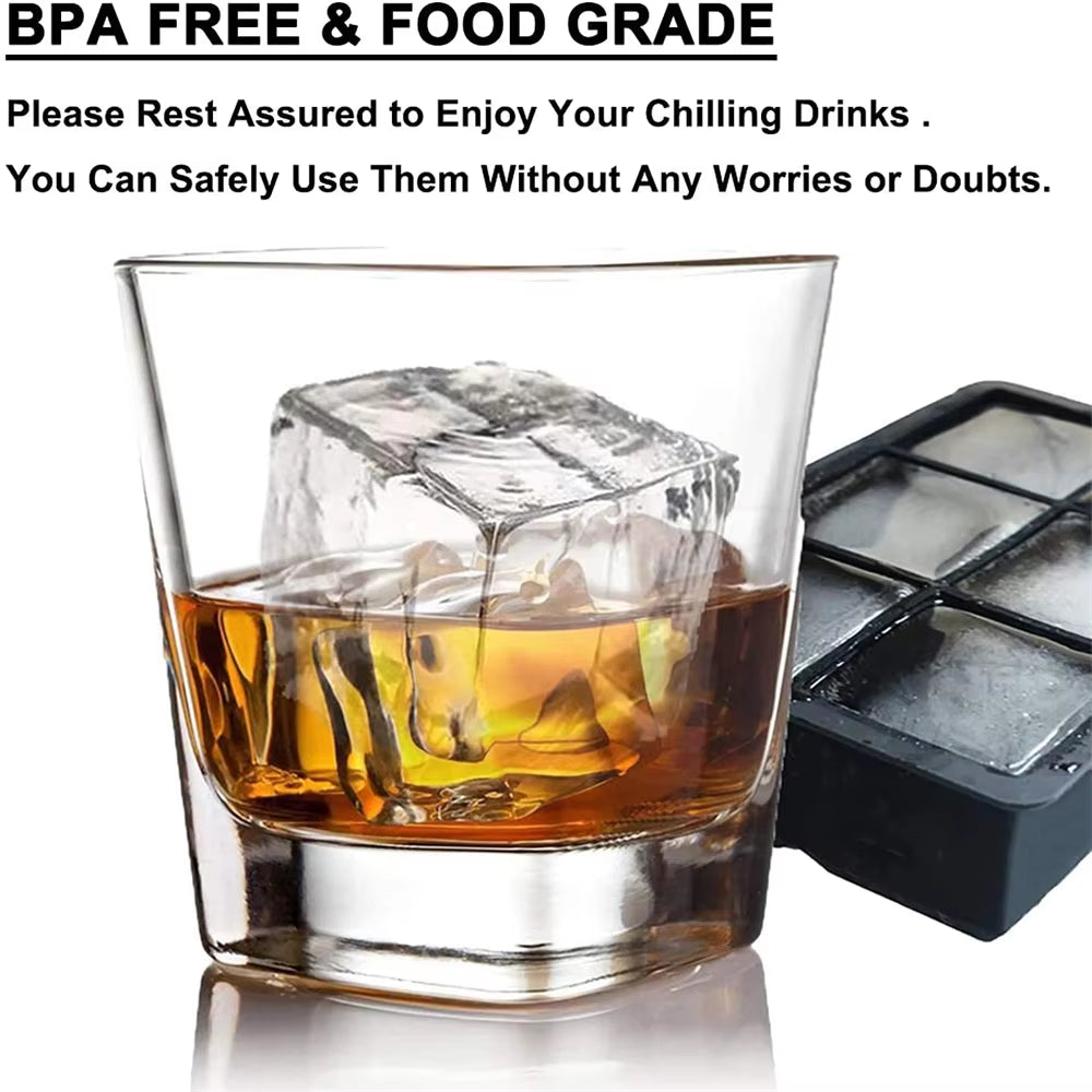 6 Grid round Square Ice Cube Ball Large Ice Cube Maker for Whiskey Cocktails and Homemade Keep Drinks Chilled Ice Mold