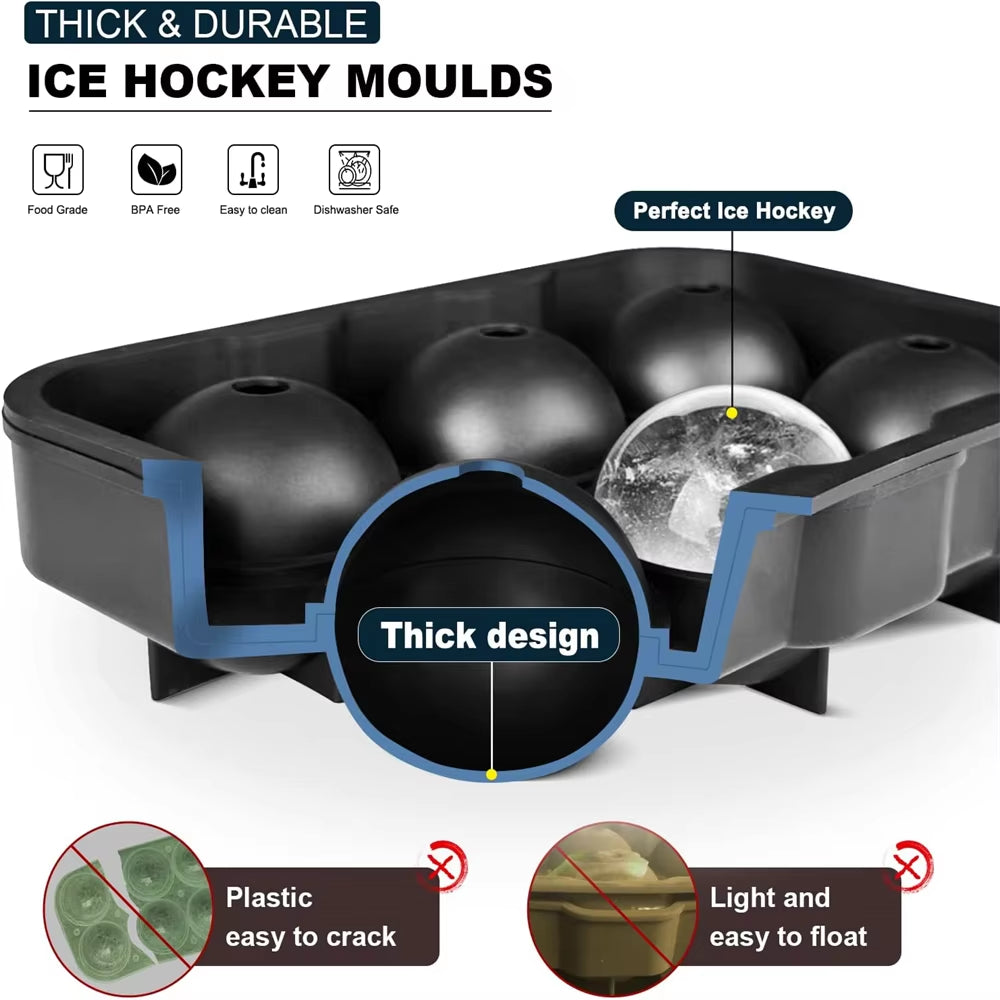6 Grid round Square Ice Cube Ball Large Ice Cube Maker for Whiskey Cocktails and Homemade Keep Drinks Chilled Ice Mold