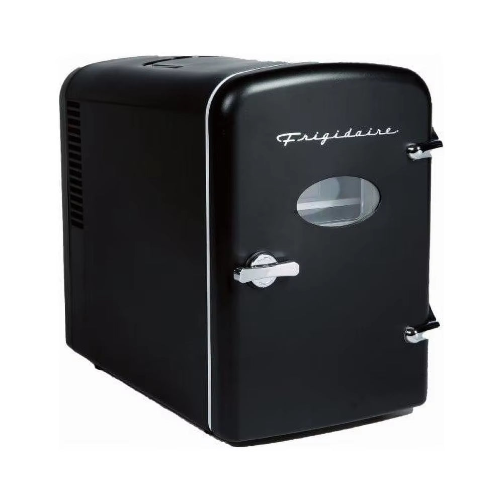 Retro 6 Can Mini Beverage/Skincare Cooler, Features a Carrying Handle for Easy Transportation and a Design to Fit on Any Surface